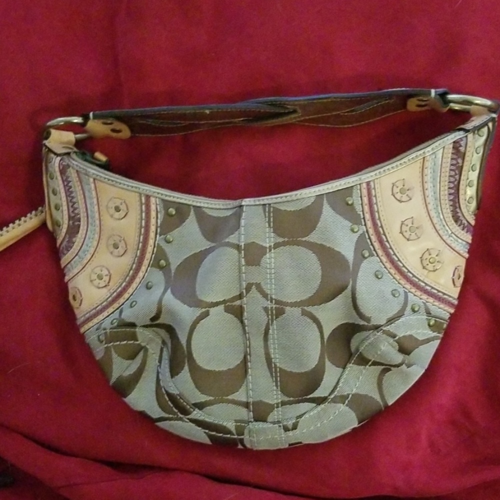 Authentic Coach Signature Stitched Hobo Handbag